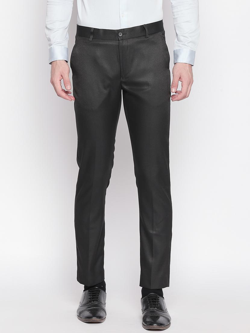 black solid flat front formal trouser - 16920632 - Zoom Image - 1