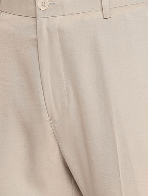 beige solid flat front formal trouser - 16920633 - Standard Image - 5