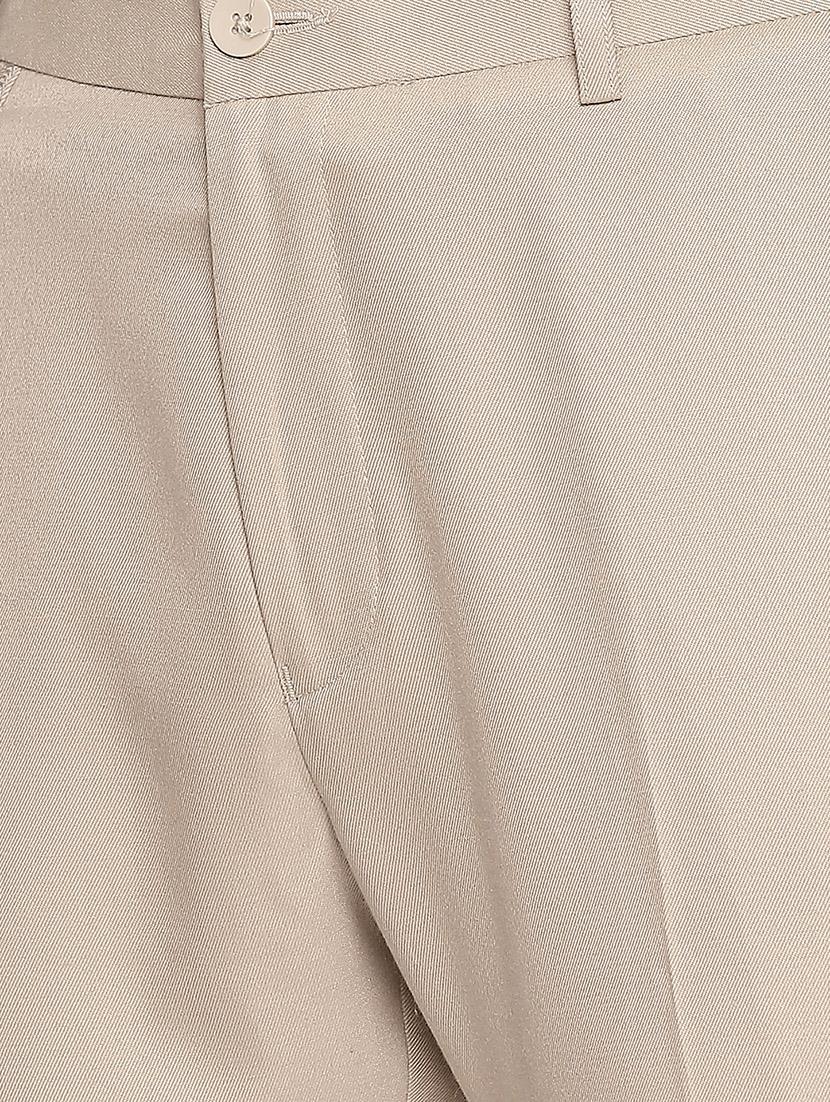 beige solid flat front formal trouser - 16920633 - Zoom Image - 5