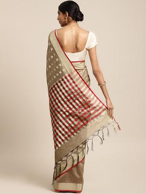 self design kasavu saree with blouse - 16920695 - Standard Image - 2