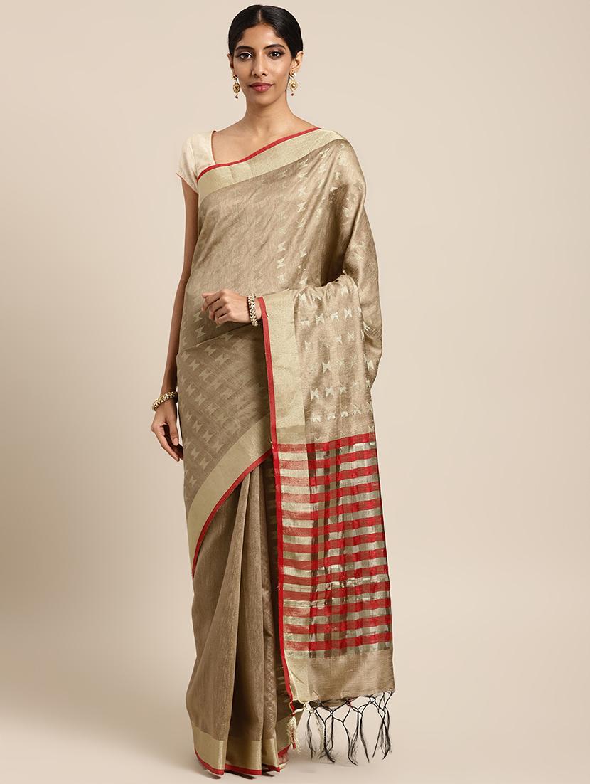 self design kasavu saree with blouse - 16920695 - Zoom Image - 1