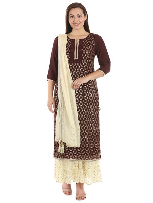 sequined straight kurta - 16920856 - Standard Image - 1