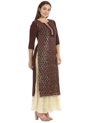 sequined straight kurta - 16920856 - Standard Image - 3
