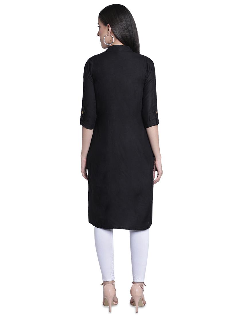 solid straight kurta - 16921419 - Zoom Image - 3