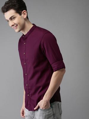 purple solid casual shirt - 16921428 - Standard Image - 2