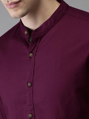 purple solid casual shirt - 16921428 - Standard Image - 4