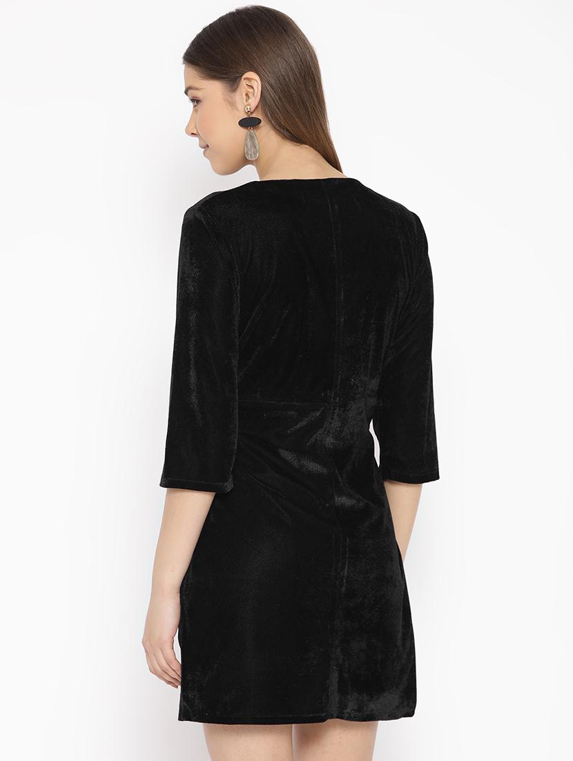 overlap detail velvet sheath dress - 16921430 - Zoom Image - 3