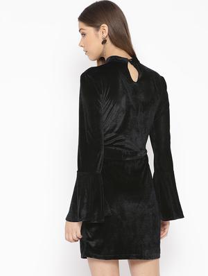 tie front choker neck sheath dress - 16921434 - Standard Image - 3