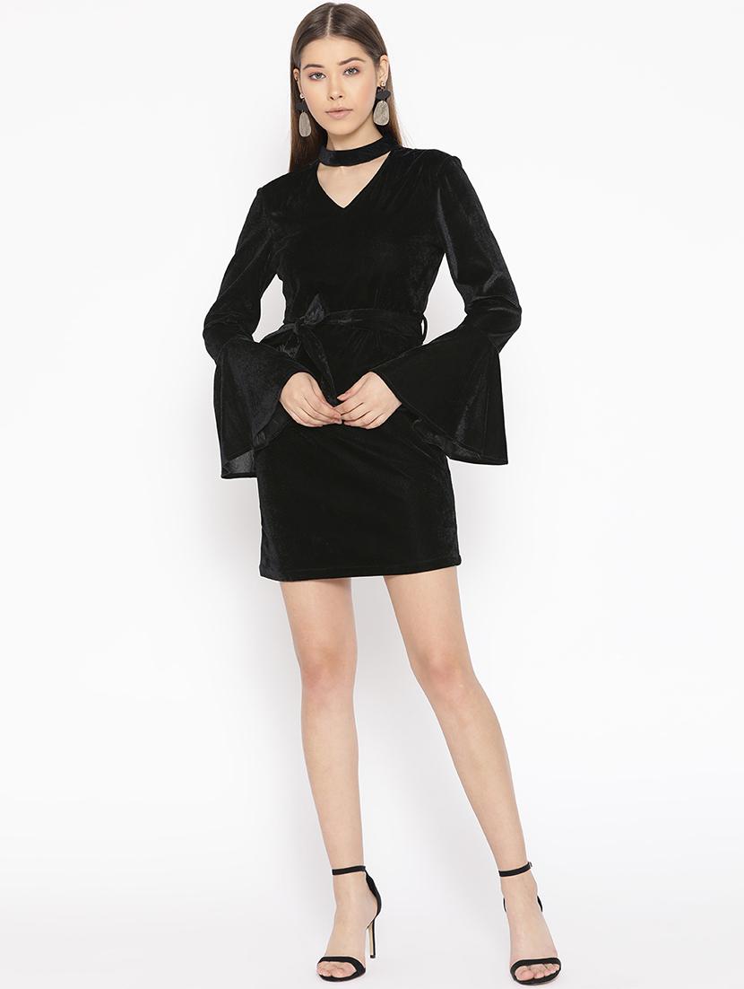 tie front choker neck sheath dress - 16921434 - Zoom Image - 4