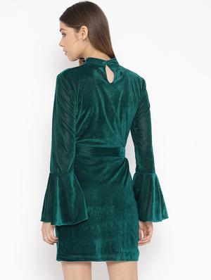 tie front choker neck sheath dress - 16921437 - Standard Image - 3