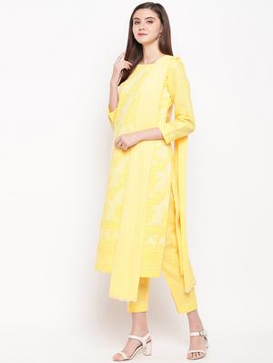 chikankari straight pants unstitched suit - 16922273 - Standard Image - 2