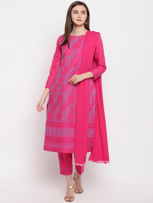 chikankari straight pants unstitched suit - 16922275 - Standard Image - 1