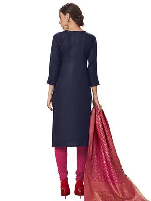 embroidered churidaar unstitched suit - 16922405 - Standard Image - 2