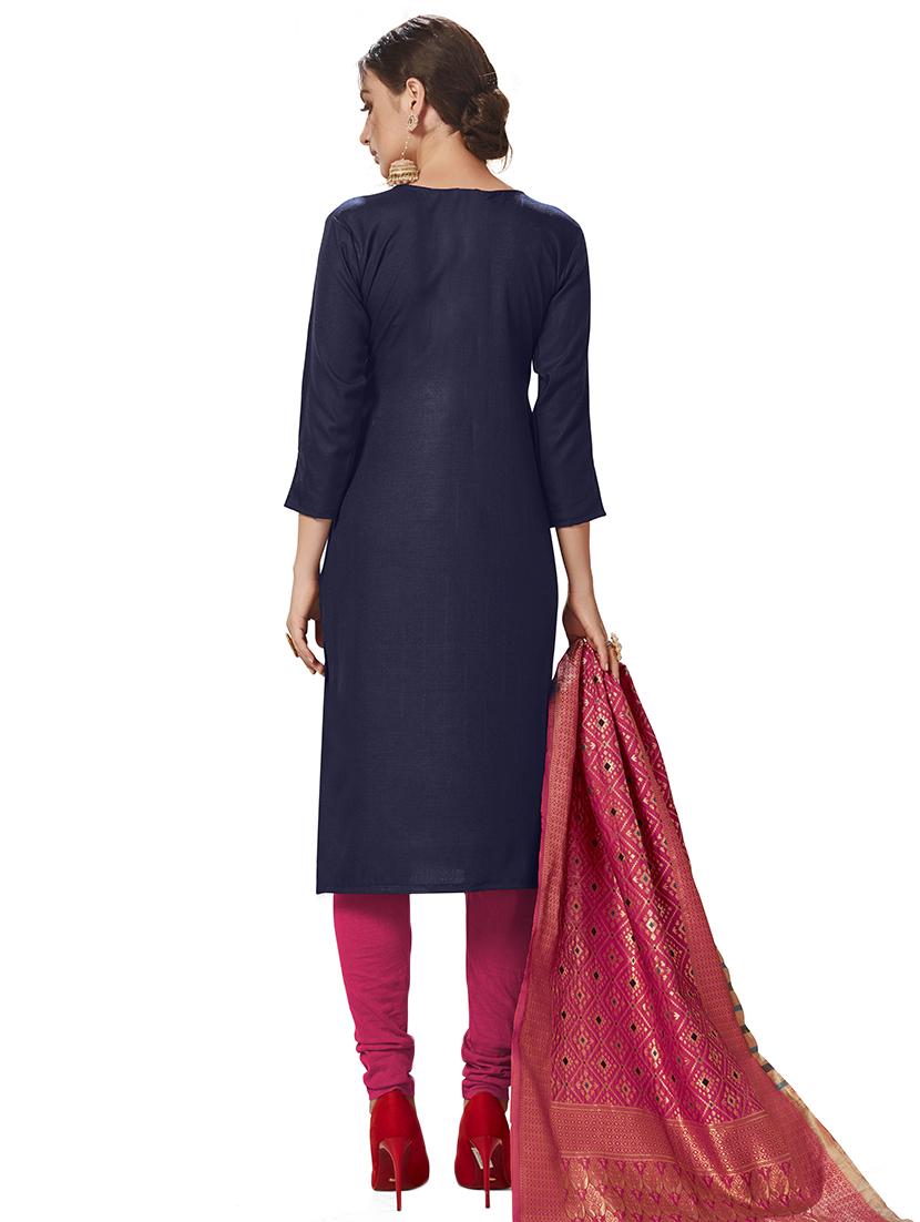 embroidered churidaar unstitched suit - 16922405 - Zoom Image - 2