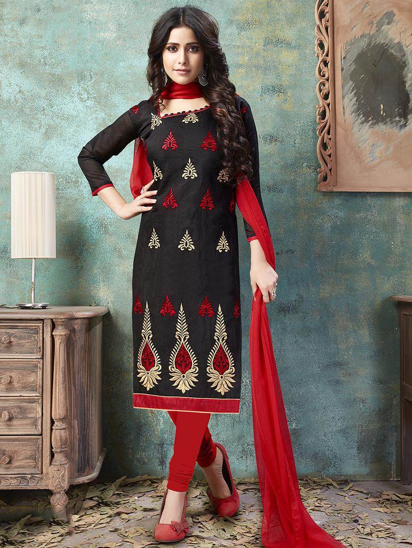 embroidered churidaar unstitched suit - 16922414 - Zoom Image - 1