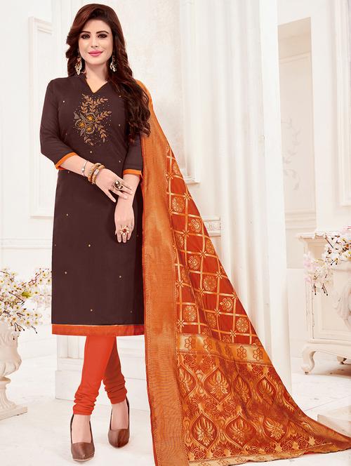 embroidered suits unstitched suit - 16922425 - Standard Image - 1