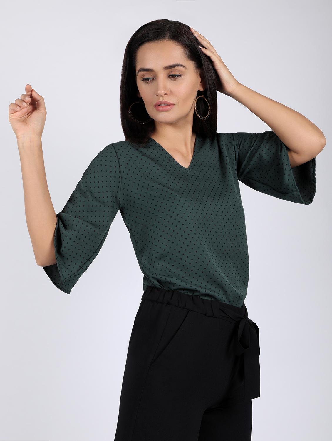 bell sleeved polka dot top - 16922545 - Zoom Image - 2