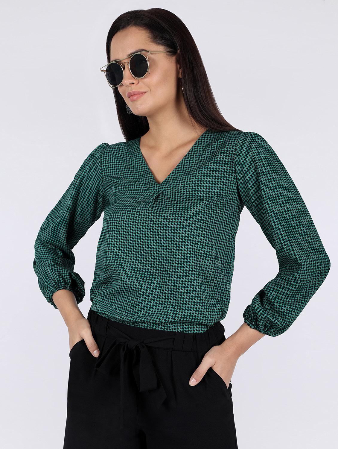 v-neck houndstooth top - 16922548 - Zoom Image - 1