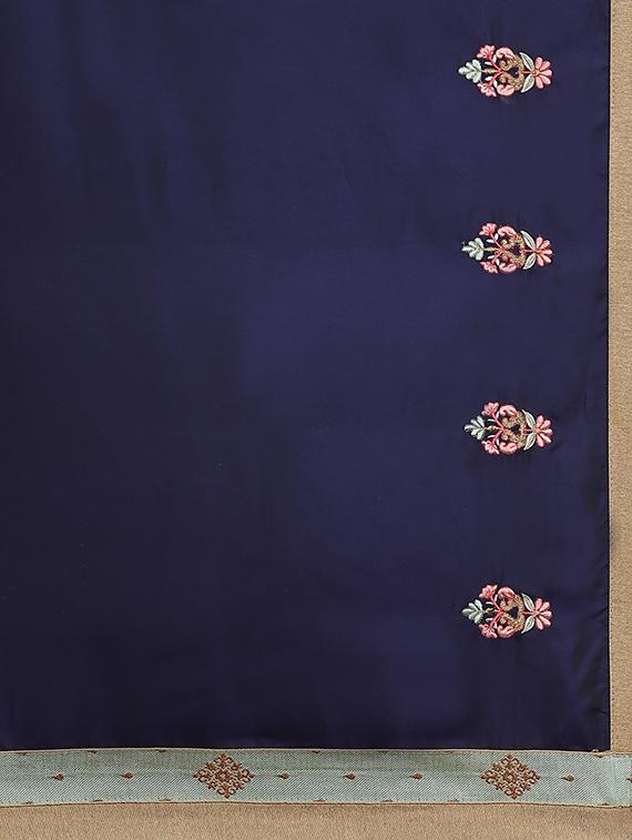 navy embroidered saree with blouse - 16923355 - Zoom Image - 4