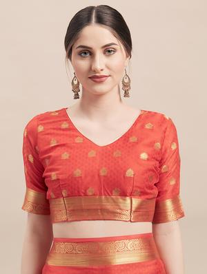 bordered woven saree with blouse - 16923362 - Standard Image - 3