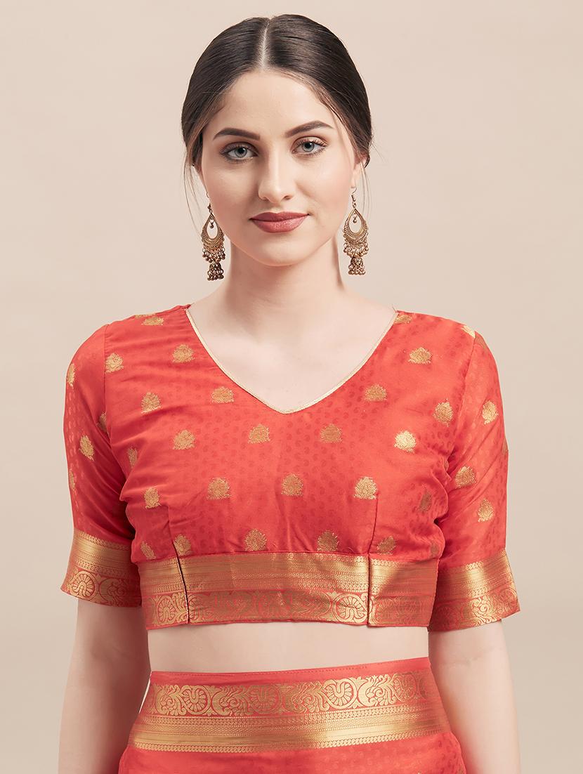 bordered woven saree with blouse - 16923362 - Zoom Image - 3