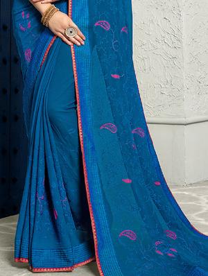 tonal embroidered saree with blouse - 16923377 - Standard Image - 3