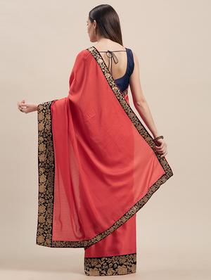 solid bordered saree with blouse - 16923629 - Standard Image - 2