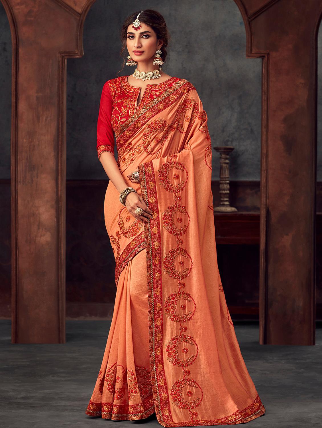 tonal embroidered saree with blouse - 16923651 - Zoom Image - 1