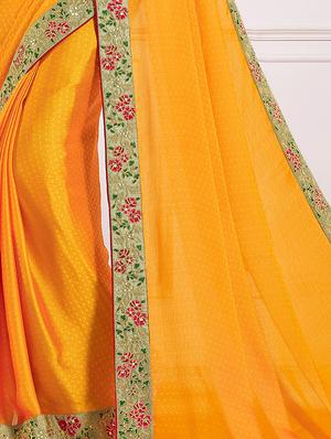 solid bordered saree with blouse - 16923656 - Standard Image - 2