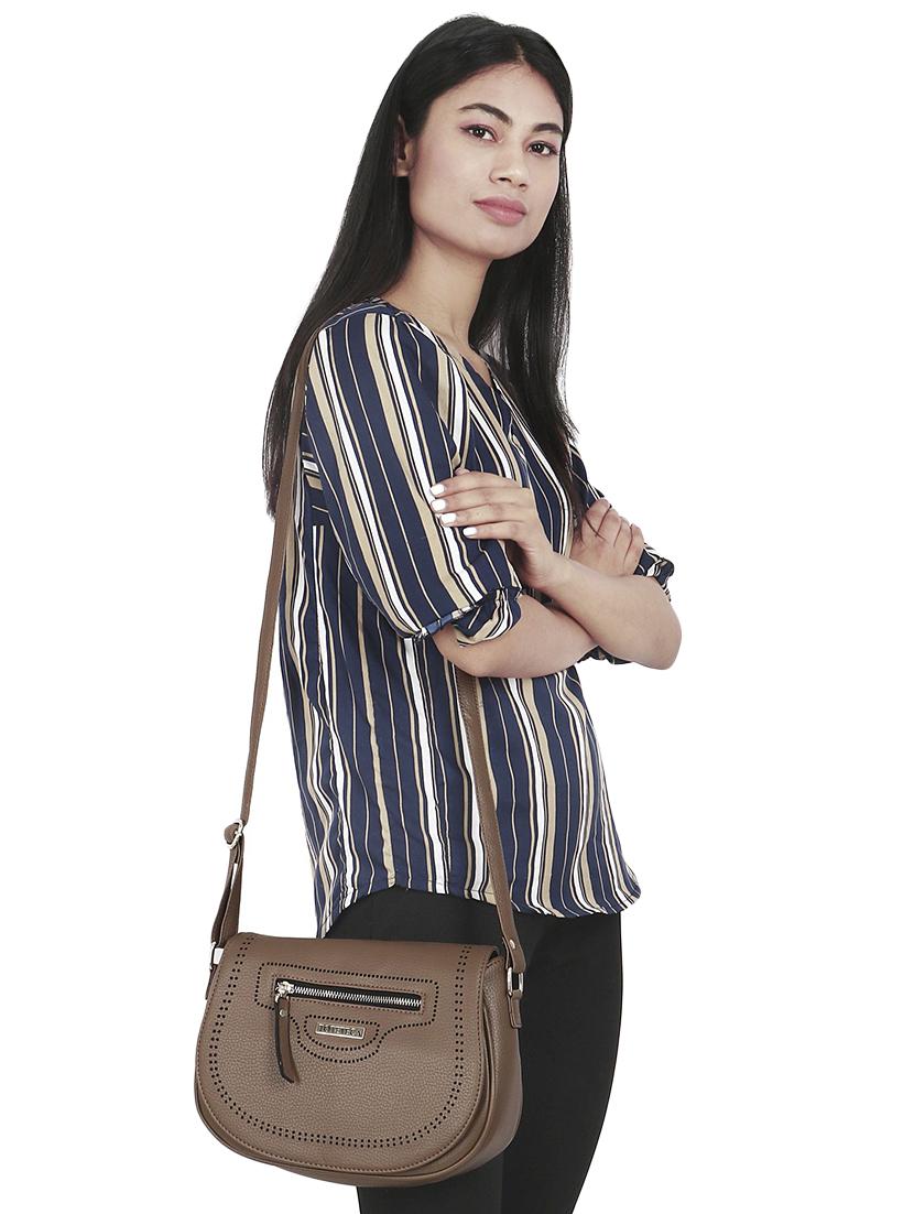 brown leatherette (pu) regular sling bag - 16923915 - Zoom Image - 6