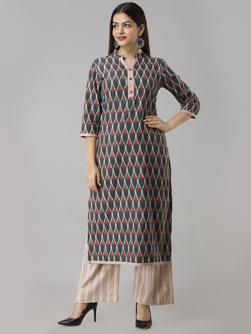 multi colored cotton kurta palazzo set - 16924076 - Zoom Image - 1