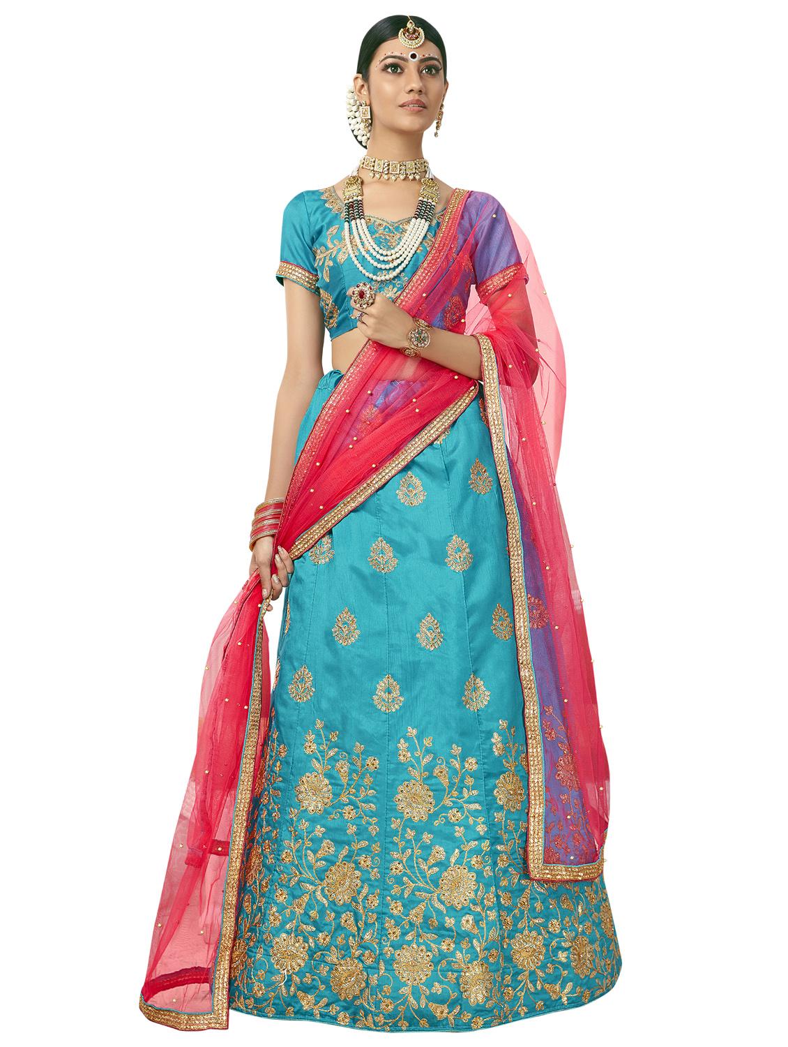 embroidered a-line lehenga - 16924718 - Zoom Image - 1