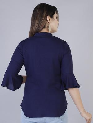 tassel tie up bell sleeved top - 16924861 - Standard Image - 3