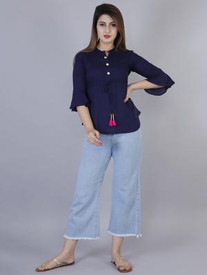 tassel tie up bell sleeved top - 16924861 - Standard Image - 4