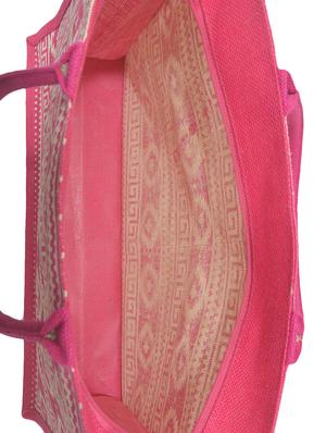 pink jute regular shopping bag - 16925495 - Standard Image - 3