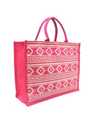 pink jute regular shopping bag - 16925495 - Standard Image - 4
