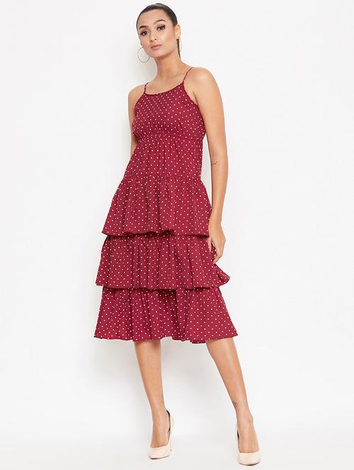 cami neck polka dot ruffled dress - 16925700 - Standard Image - 1