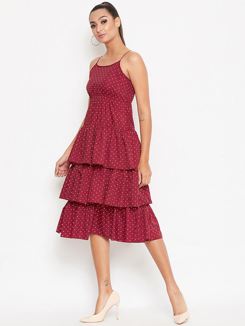 cami neck polka dot ruffled dress - 16925700 - Zoom Image - 2