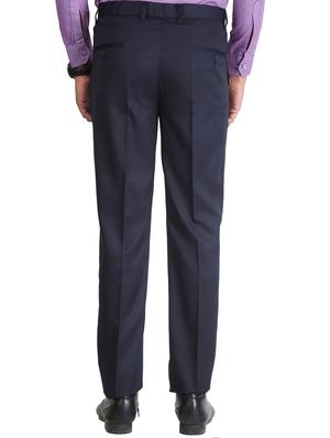 navy blue solid flat front formal trouser - 16925924 - Standard Image - 3