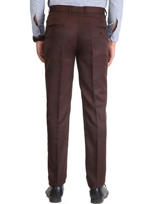 brown solid flat front formal trouser - 16925925 - Standard Image - 3