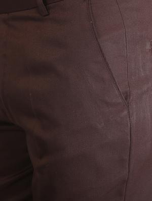 brown solid flat front formal trouser - 16925925 - Standard Image - 5