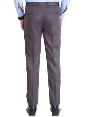 grey solid flat front formal trouser - 16925926 - Standard Image - 3