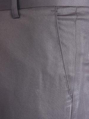 grey solid flat front formal trouser - 16925926 - Standard Image - 5