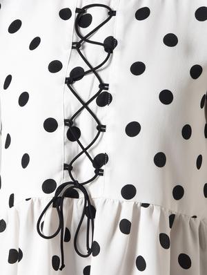 lace up front polka dot a-line top - 16926045 - Standard Image - 6