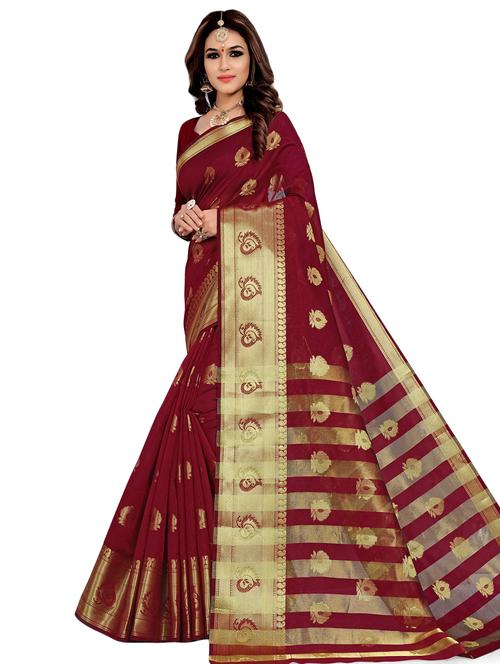 floral banarasi saree with blouse - 16926895 - Very Small Image - 1