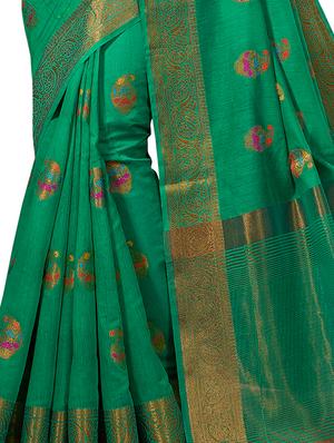 paisley kanjivaram saree with blouse - 16927400 - Standard Image - 2