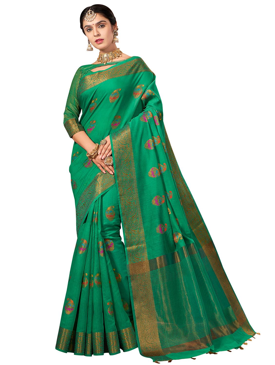 paisley kanjivaram saree with blouse - 16927400 - Zoom Image - 1