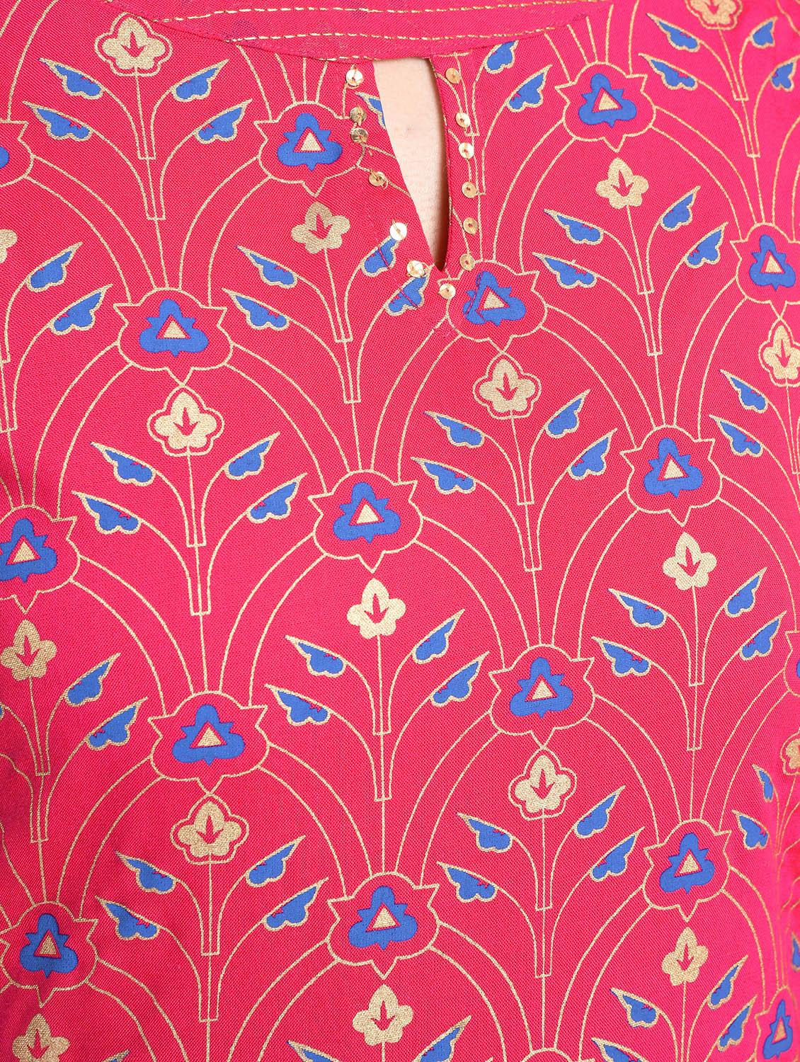 gold print straight kurta - 16928263 - Zoom Image - 5