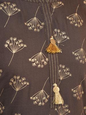 gold print straight kurta - 16928264 - Standard Image - 5