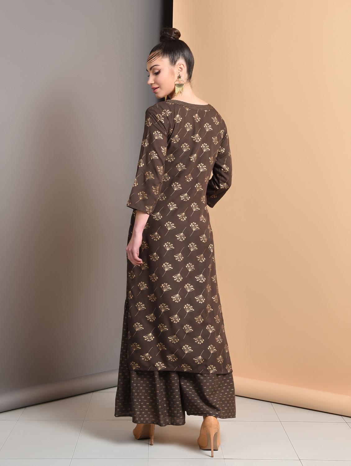 gold print straight kurta - 16928264 - Zoom Image - 3